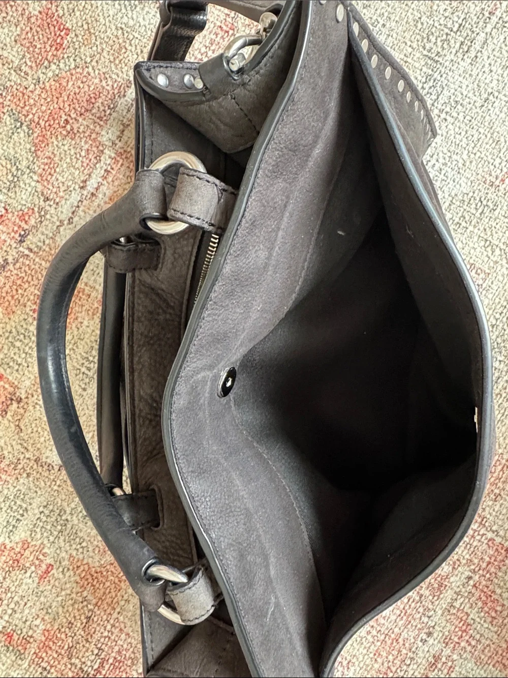 Rebecca Minkoff Darren Top Zip Satchel - Gray Suede - Picture 5 of 8